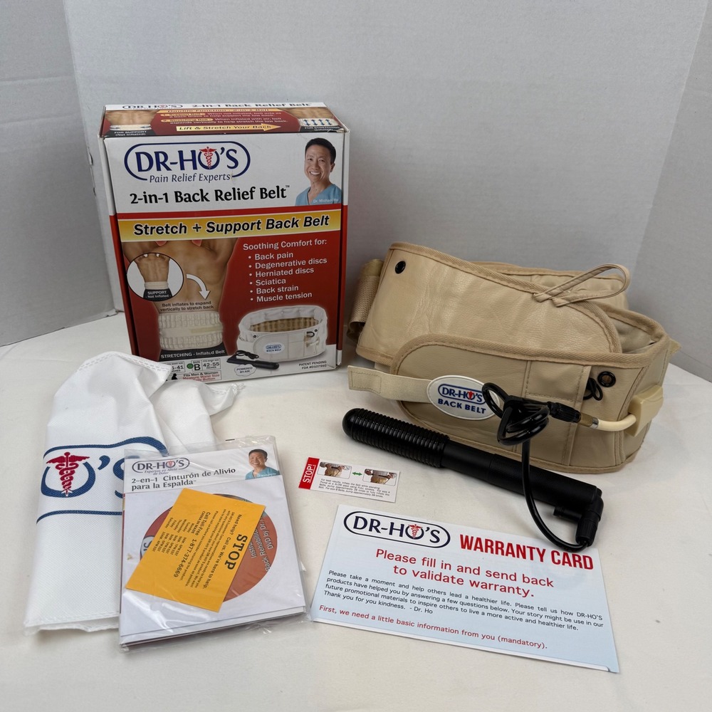 DR-HO'S 2-in-1 Decompression Back Relief Belt Size B 42-55" Tan Support Pump
